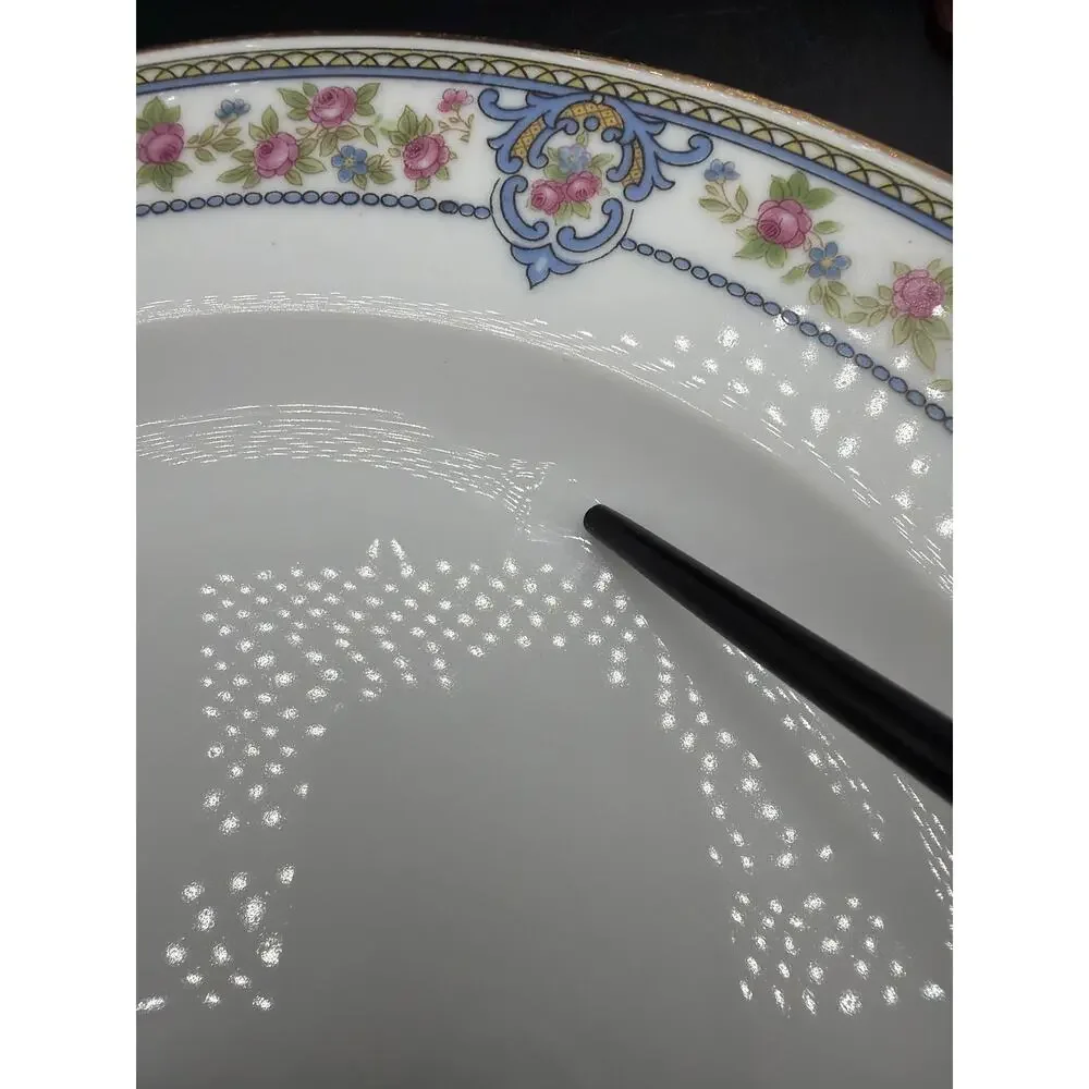 Hutschenreuther Selb Bavaria Yale Set 6 Dinner Plates 10” LHS Lion Pink Roses